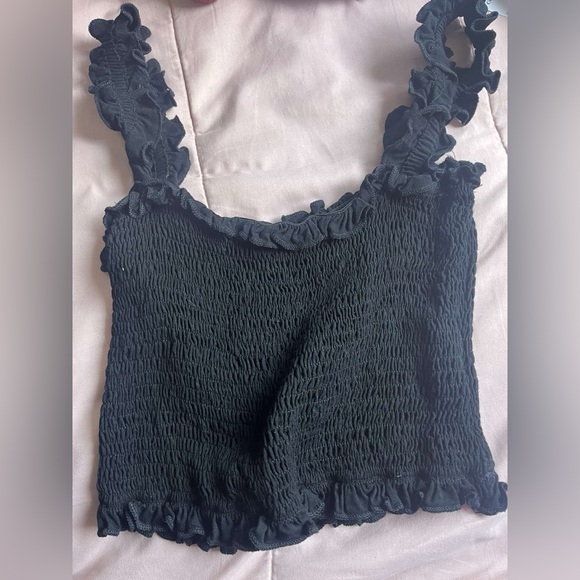 Black Smocked Women's Top - Picture 2 of 2